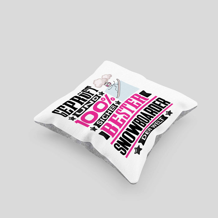 Snowboarder Geschenk Lustiger Spruch für Snowboarder Geschenkidee Bester Snowboarder Der WeltKissen mit Füllung 40x40 (Grau) Grau Trendation