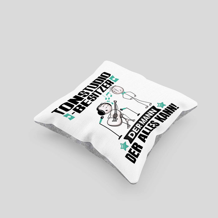 Tonstudio-Besitzer Kissen mit Füllung 40x40 Geschenk für Tonstudio-Besitzer Der Mann Der Alles Kann Geschenkidee zum Geburtstag (Grau) Grau Trendation