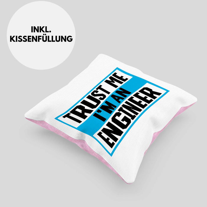 Ingenieur Kissen mit Füllung 40x40 Gadget Geschenk Ingeneur Geschenkidee Lustig (Grau) Rosa Trendation