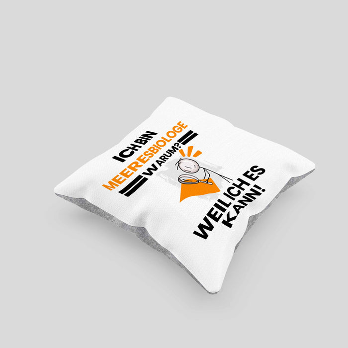 Meeresbiologe Geschenk Kissen mit Füllung 40x40 Lustiger Spruch Ich Bin Meeresbiologe Warum Weil Ich Es Kann Geschenkidee Bester Meeresbiologe Geburtstag (Grau) Grau Trendation