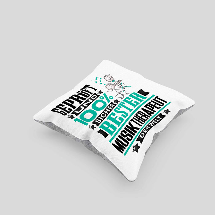 Musiktherapeut Geschenk Lustiger Spruch für Musiktherapeut Geschenkidee Bester Musiktherapeut Der WeltKissen mit Füllung 40x40 (Grau) Grau Trendation