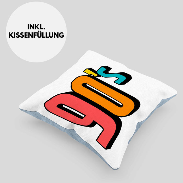 90er Jahre Kissen mit Füllung 40x40 "90's" - Retro Geschenk für Nostalgiker (Grau) Blau Trendation