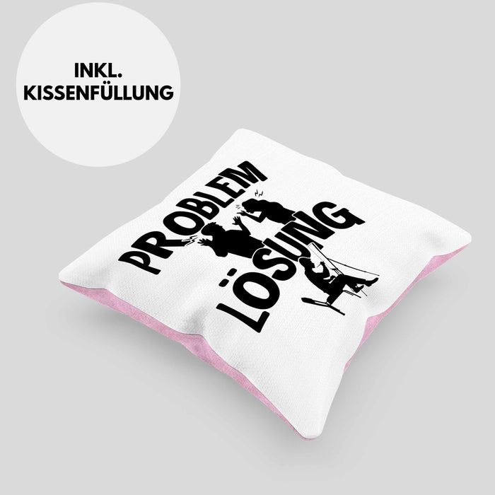 Maler Kissen mit Füllung 40x40 Geschenk für Künstler Maler Männer Geschenkidee Problem und Lösung Malen (Grau) Rosa Trendation