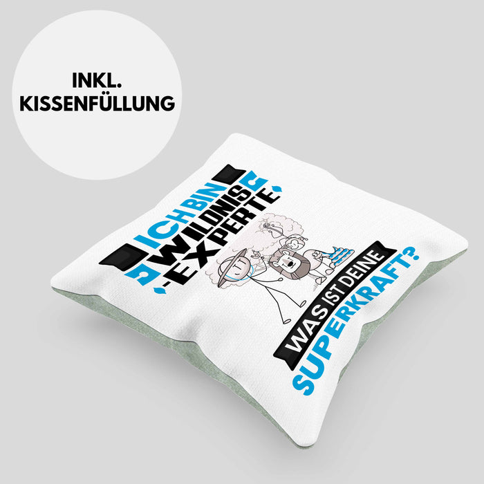 Wildnixexperte Kissen mit Füllung 40x40 Geschenk für Wildnixexperte Geburtstag Lustiger Spruch Was Ist Deine Superkraft (Grau) Grün Trendation