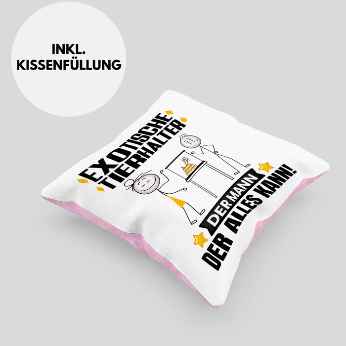 ExotischeTierhalter Kissen mit Füllung 40x40 Geschenk für ExotischeTierhalter Der Mann Der Alles Kann Geschenkidee zum Geburtstag (Grau) Rosa Trendation