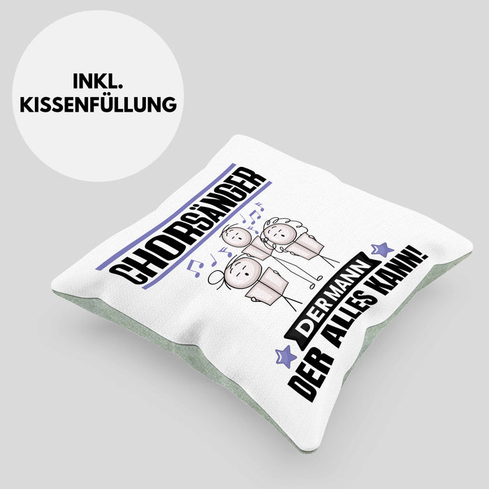 Chorsänger Kissen mit Füllung 40x40 Geschenk für Chorsänger Der Mann Der Alles Kann Geschenkidee zum Geburtstag (Grau) Grün Trendation