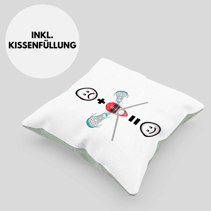 Lacrosse Kissen mit Füllung 40x40 Geschenk für Lacrosse-Spieler Lustige Geschenkidee :( + Lacrosse = :) Geburtstag (Grau) Grün Trendation