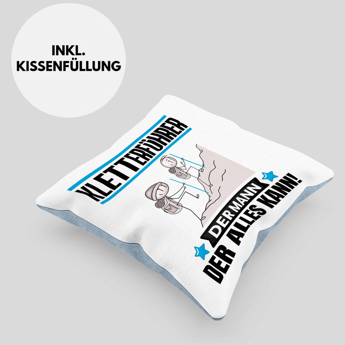 Kletterführer Kissen mit Füllung 40x40 Geschenk für Kletterführer Der Mann Der Alles Kann Geschenkidee zum Geburtstag (Grau) Blau Trendation