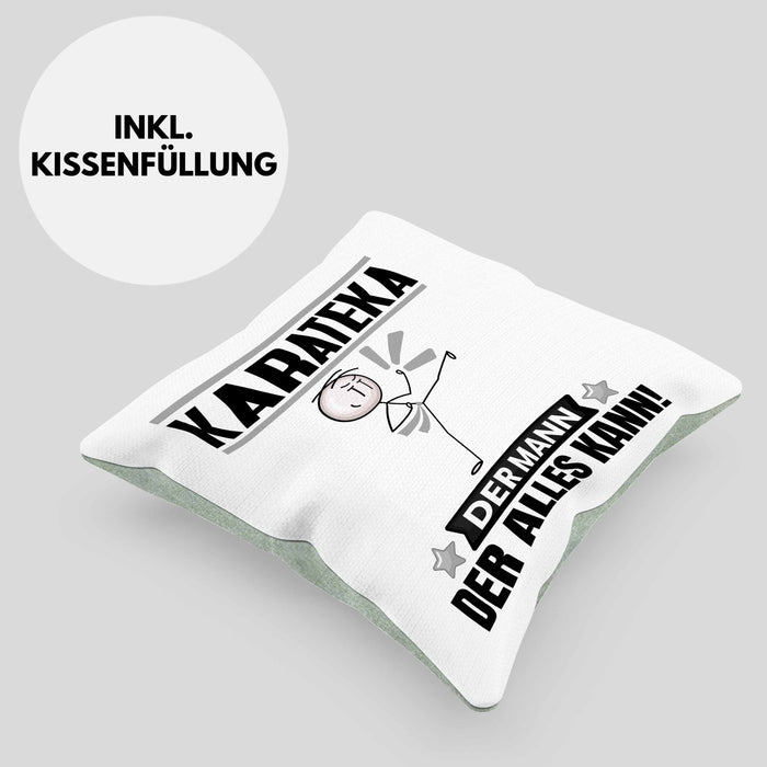 Karateka Kissen mit Füllung 40x40 Geschenk für Karateka Der Mann Der Alles Kann Geschenkidee zum Geburtstag (Grau) Grün Trendation
