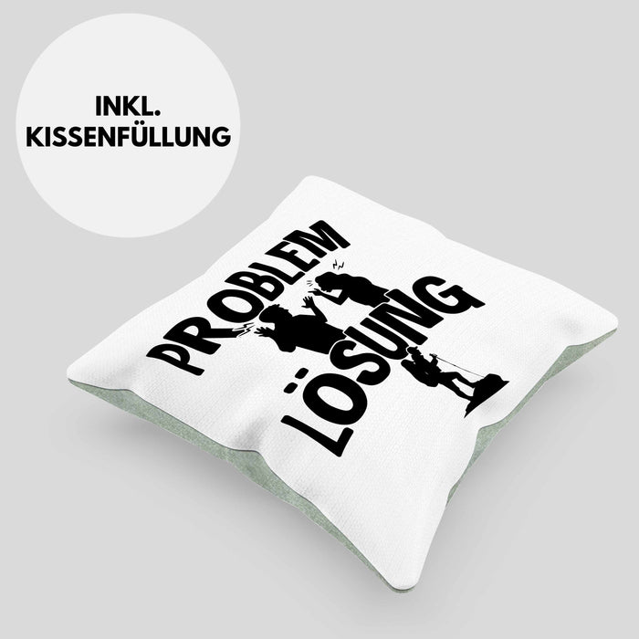 Wandern Kissen mit Füllung 40x40 Geschenk für Wandern Männer Geschenkidee Problem und Lösung Berge Wandern (Grau) Grün Trendation