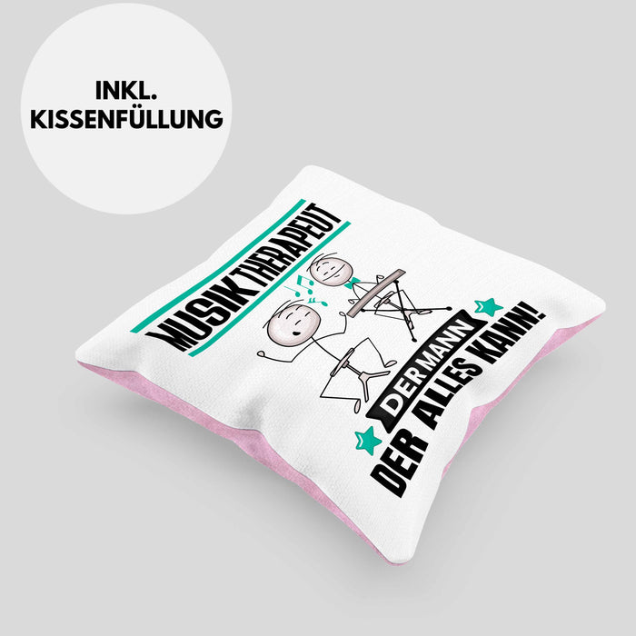 Musiktherapeut Kissen mit Füllung 40x40 Geschenk für Musiktherapeut Der Mann Der Alles Kann Geschenkidee zum Geburtstag (Grau) Rosa Trendation