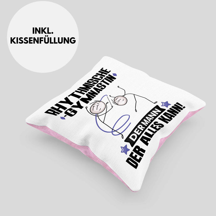 RhythmischeGymnastin Kissen mit Füllung 40x40 Geschenk für RhythmischeGymnastin Der Mann Der Alles Kann Geschenkidee zum Geburtstag (Grau) Rosa Trendation