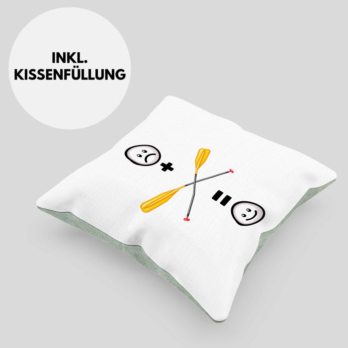 Wildwasser Rafting Kissen mit Füllung 40x40 Geschenk für Wildwasser Rafting Lustige Geschenkidee :( + Rafting = :) Geburtstag (Grau) Grün Trendation
