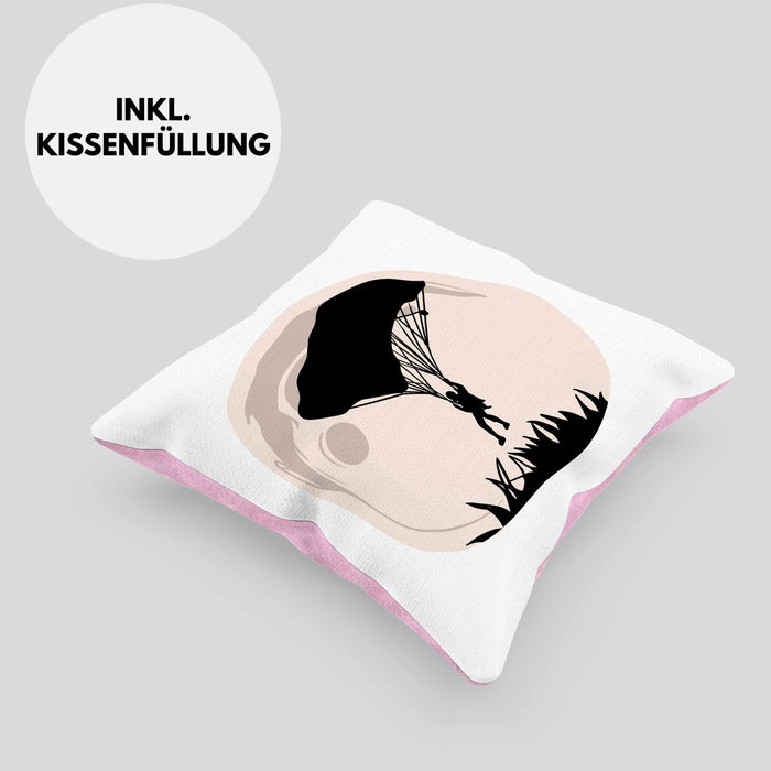 Lustige Kissen mit Füllung 40x40 für Paragliding- und Fallschirmspringer Geschenk Abenteurer (Grau) Rosa Trendation