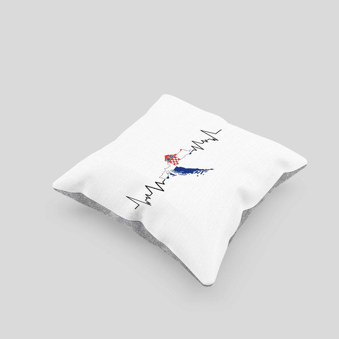Kroatische Flagge Kissen mit Füllung 40x40 Geschenk Herzschlag Kroatien (Grau) Grau Trendation