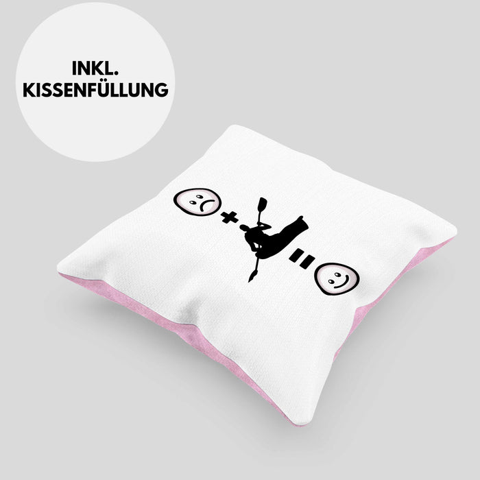 Kajak Kissen mit Füllung 40x40 Geschenk für Kajakfahrer :( + Kajak = :) Lustige Geschenkidee Geburtstag (Grau) Rosa Trendation