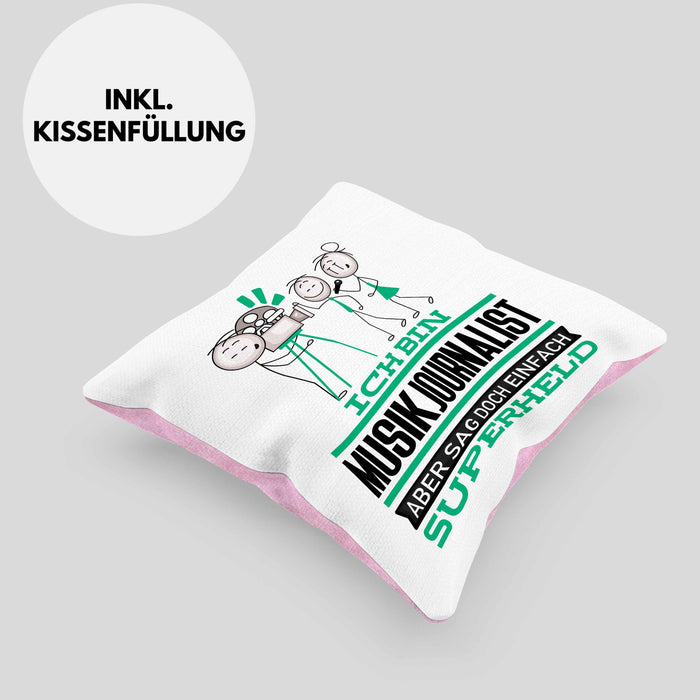 Musikjournalist Geschenk Kissen mit Füllung 40x40 Ich Bin Musikjournalist Aber Sag Doch Einfach Superheld Lustige Geschenkdiee für Musikjournalist (Grau) Rosa Trendation