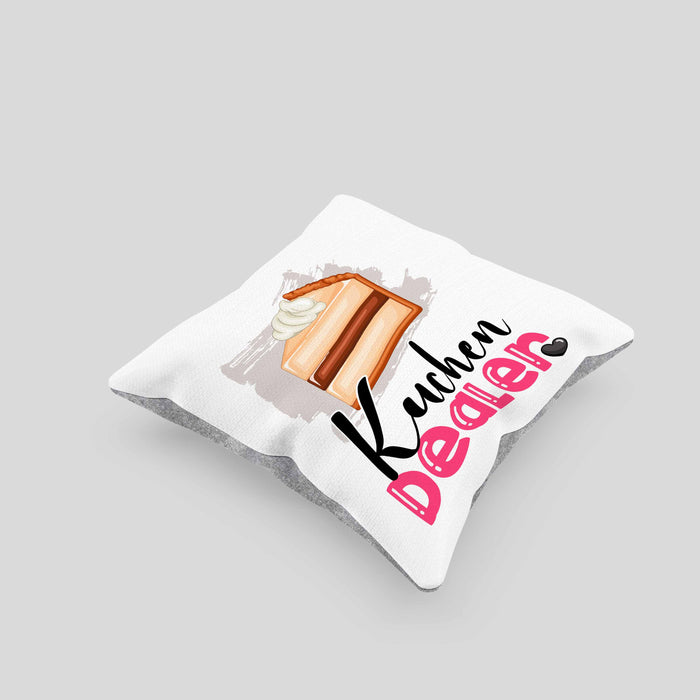 Kuchen Dealer Kissen mit Füllung 40x40 Geschenk für Kuchenverkäufer Geburtstag Spruch Geschenkidee (Grau) Grau Trendation