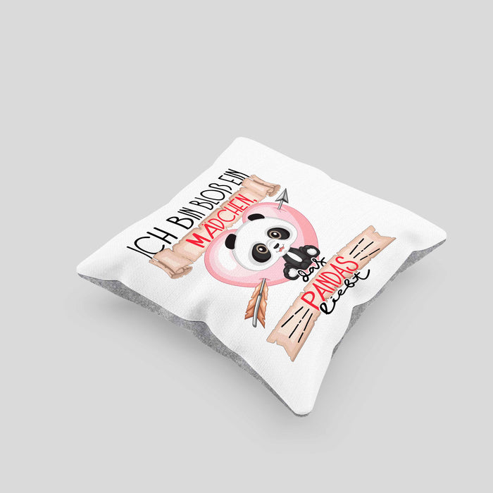 Pandas Kissen mit Füllung 40x40 Geschenk Frauen Ich Bin Bloß Ein Mädchen Das Pandas Liebt Pandaliebhaberin Geschenk Spruch Geburtstag (Grau) Grau Trendation