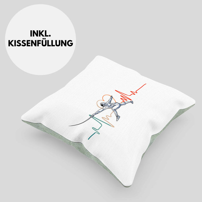 Lustige Fechten-Kissen mit Füllung 40x40 Geschenk für Fechter Herzschlag (Grau) Grün Trendation
