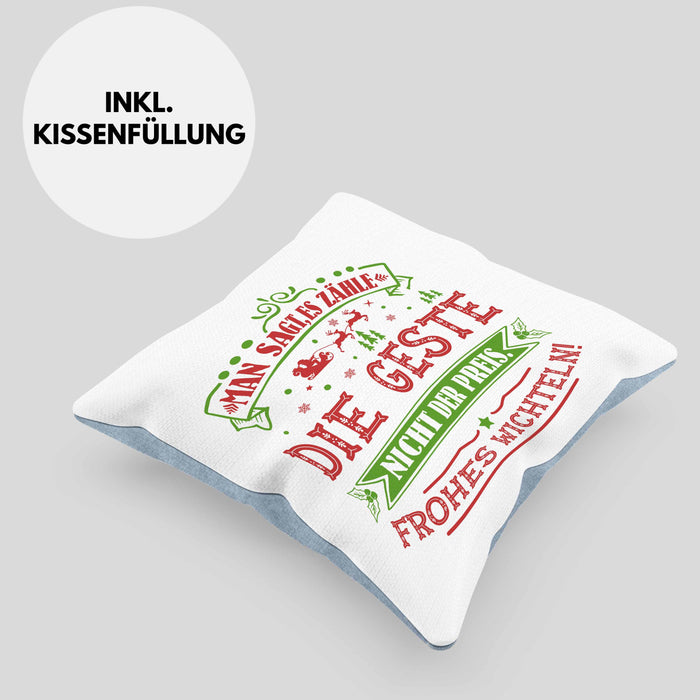 Wichtelgeschenk für 20 Euro Kissen mit Füllung 40x40 Wichteln für Frauen Kollegen Wichtel-Kissen mit Füllung 40x40 Man Sagt Es Zähle Die Geste Schrottwichteln (Grau) Blau Trendation
