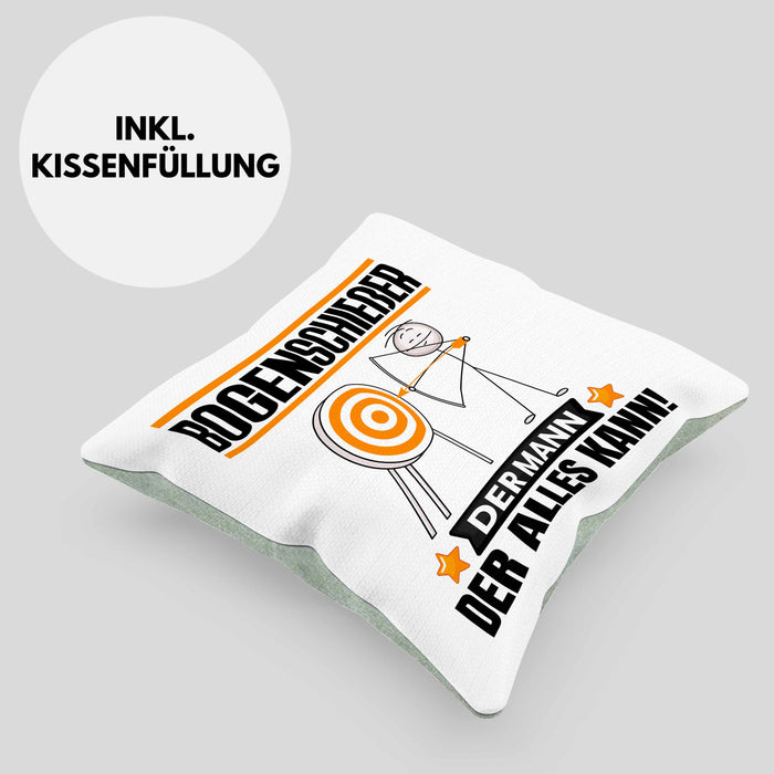 Bogenschießer Kissen mit Füllung 40x40 Geschenk für Bogenschießer Der Mann Der Alles Kann Geschenkidee zum Geburtstag (Grau) Grün Trendation