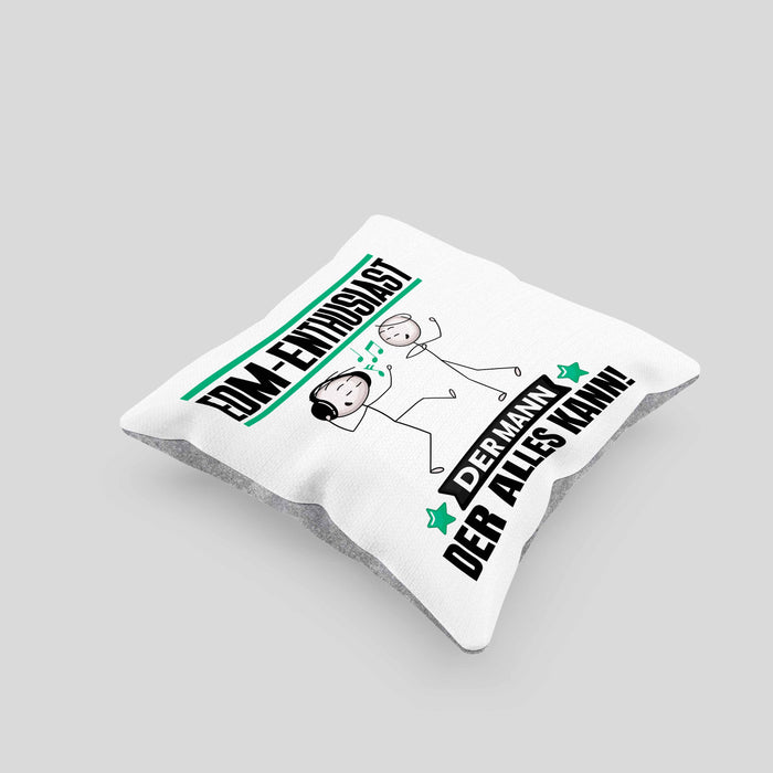 EDM-Enthusiast Kissen mit Füllung 40x40 Geschenk für EDM-Enthusiast Der Mann Der Alles Kann Geschenkidee zum Geburtstag (Grau) Grau Trendation