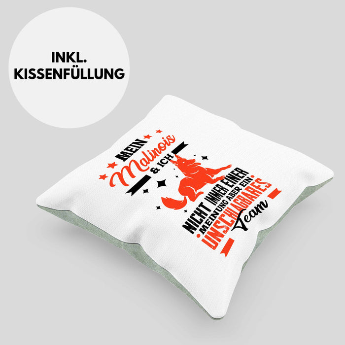 Malinois Kissen mit Füllung 40x40 Geschenk Hundebesitzer Unschlagbares Team (Grau) Grün Trendation