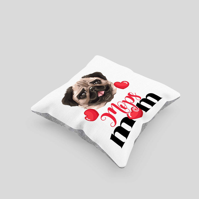 Mops Besitzer Mom Mama Kissen mit Füllung 40x40 Geschenk Lustiger Spruch Geschenkidee Mops Besitzerin (Grau) Grau Trendation