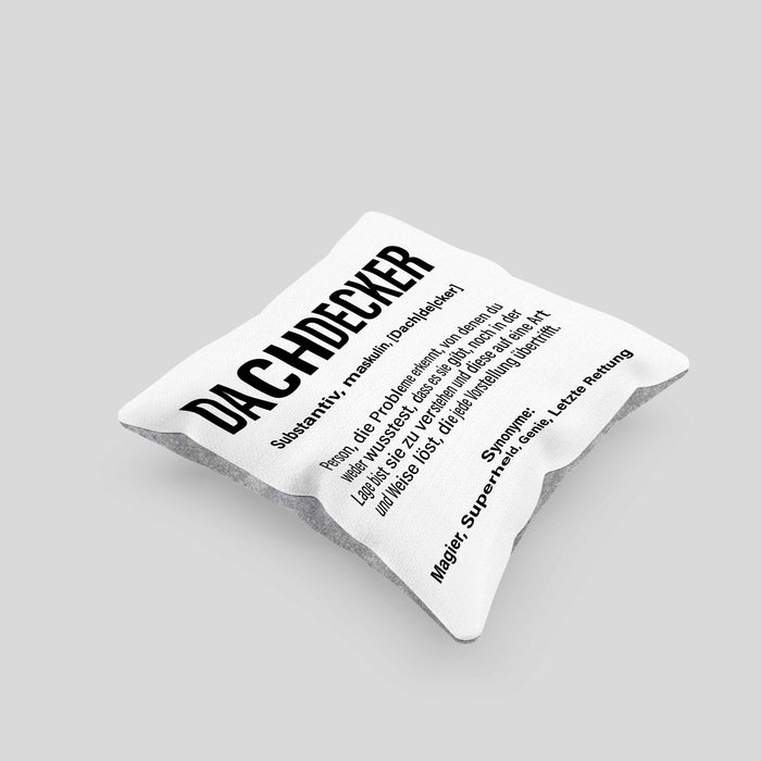 Dachdecker Geschenk Kissen mit Füllung 40x40 Lustig Mann Männer Zubehör Geschenkidee Dachdecker-Meister (Grau) Grau Trendation
