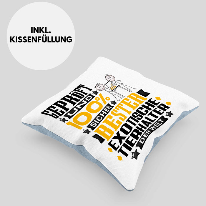 ExotischeTierhalter Geschenk Lustiger Spruch für ExotischeTierhalter Geschenkidee Bester ExotischeTierhalter Der WeltKissen mit Füllung 40x40 (Grau) Blau Trendation