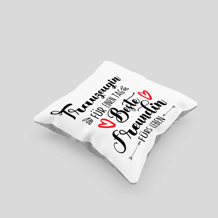 Trauzeugin Kissen mit Füllung 40x40 Geschenk Beste Freundin Überraschung Beste Trauzeugin Spruch Geschenkidee (Grau) Grau Trendation