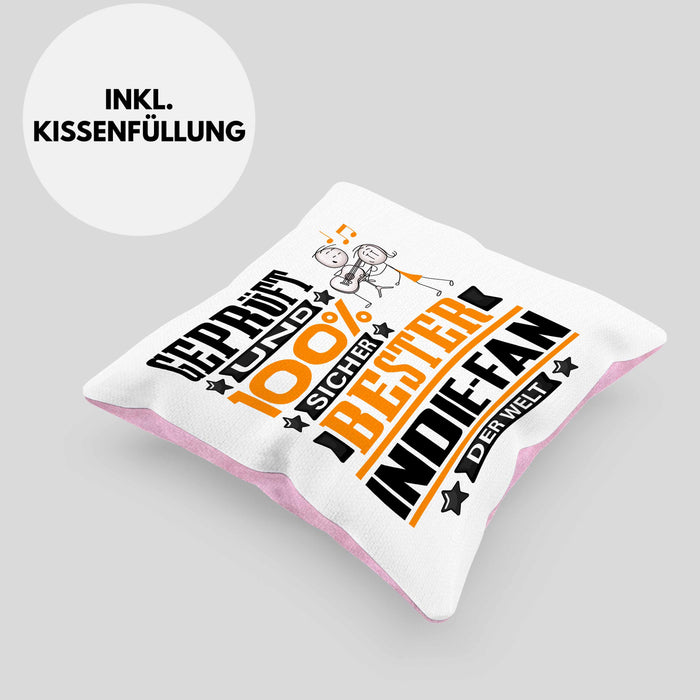 Indie-Fan Geschenk Lustiger Spruch für Indie-Fan Geschenkidee Bester Indie-Fan Der WeltKissen mit Füllung 40x40 (Grau) Rosa Trendation