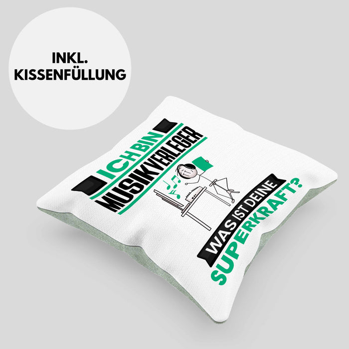 Musikverleger Kissen mit Füllung 40x40 Geschenk für Musikverleger Geburtstag Lustiger Spruch Was Ist Deine Superkraft (Grau) Grün Trendation