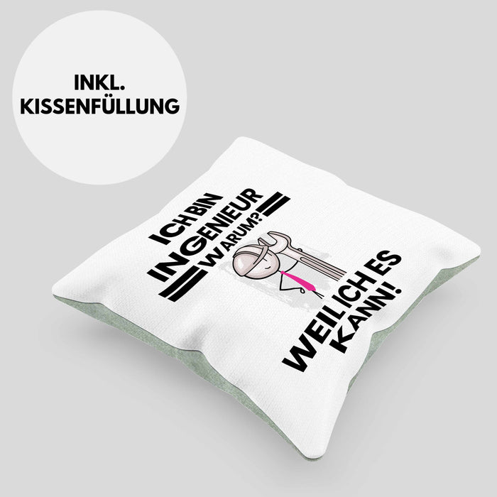 Ingenieur Geschenk Kissen mit Füllung 40x40 Lustiger Spruch Ich Bin Ingenieur Warum Weil Ich Es Kann Geschenkidee Bester Ingenieur Geburtstag (Grau) Grün Trendation