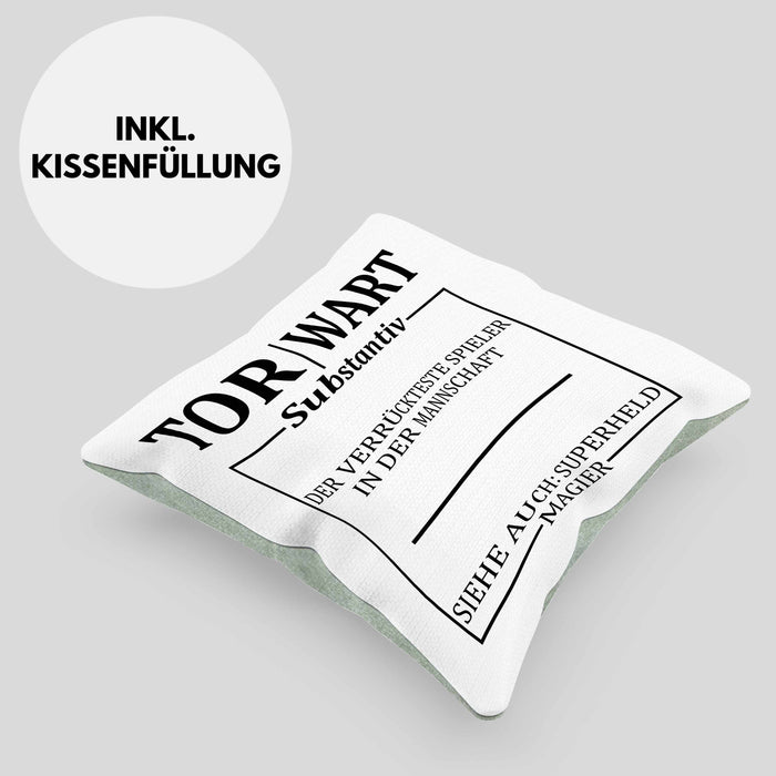 Lustige Torwart Kissen mit Füllung 40x40 Geschenk Torwartin Geschenk (Grau) Grün Trendation
