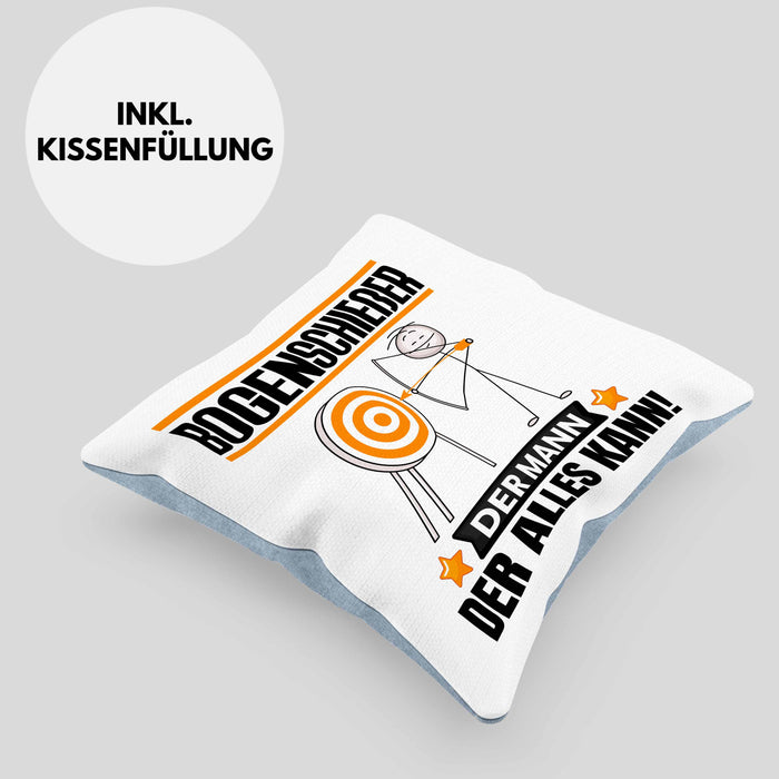 Bogenschießer Kissen mit Füllung 40x40 Geschenk für Bogenschießer Der Mann Der Alles Kann Geschenkidee zum Geburtstag (Grau) Blau Trendation