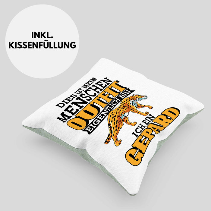 Lustige Gepard Kissen mit Füllung 40x40 Spruch Kostüm Geschenkidee (Grau) Grün Trendation
