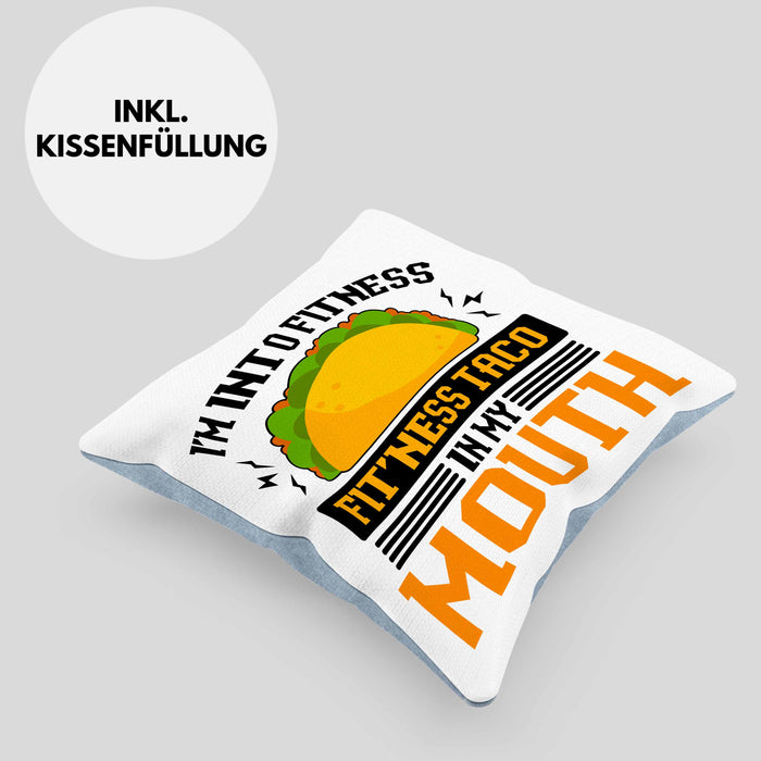 Taco Kissen mit Füllung 40x40 Taco-Liebhaber Geschenkidee für Taco-Fans (Grau) Blau Trendation