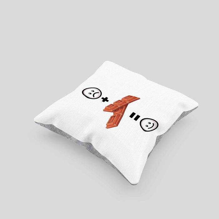 Schokolade Kissen mit Füllung 40x40 Geschenk für Schoko-Liebhaber Lustige Geschenkidee :( + Schokolade = :) Geburtstag (Grau) Grau Trendation