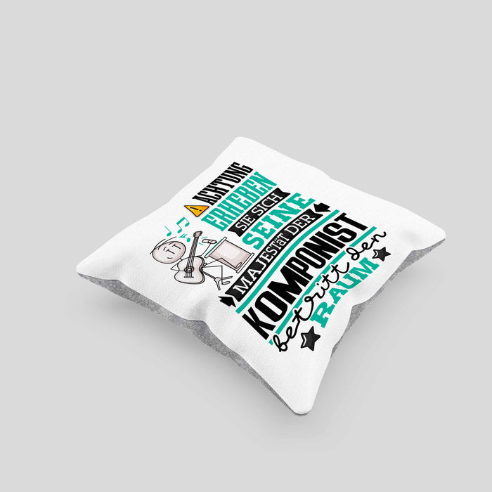 Komponist Geschenk Kissen mit Füllung 40x40 Lustiger Spruch Erheben Sie Sich Der Komponist Betritt den Raum (Grau) Grau Trendation
