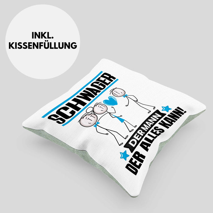Schwager Kissen mit Füllung 40x40 Geschenk für Schwager Der Mann Der Alles Kann Geschenkidee zum Geburtstag (Grau) Grün Trendation