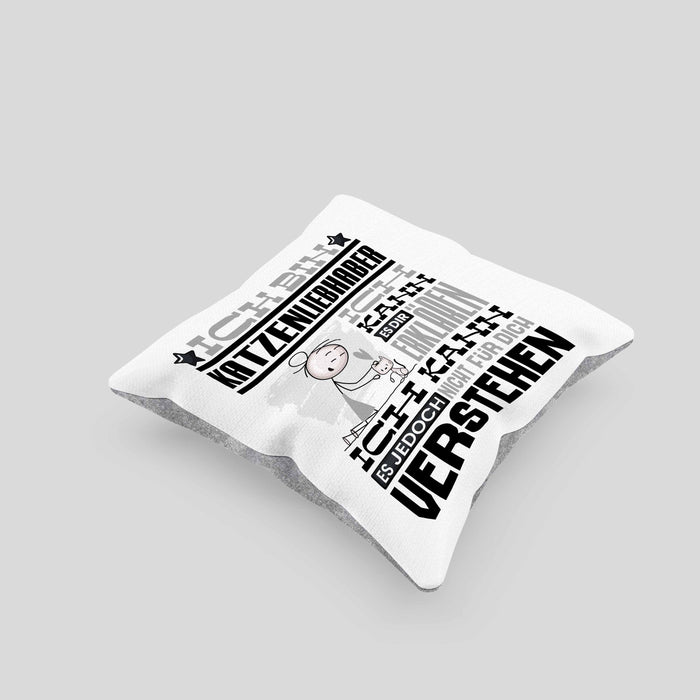 Katzenliebhaber Geschenk Kaffee-Kissen mit Füllung 40x40 Geschenkidee für Katzenliebhaber Ich Bin Katzenliebhaber Ich Kann Es Dir Erklären Jedoch Nicht Für Dich Verstehen Spruch Lustig (Grau) Grau Trendation
