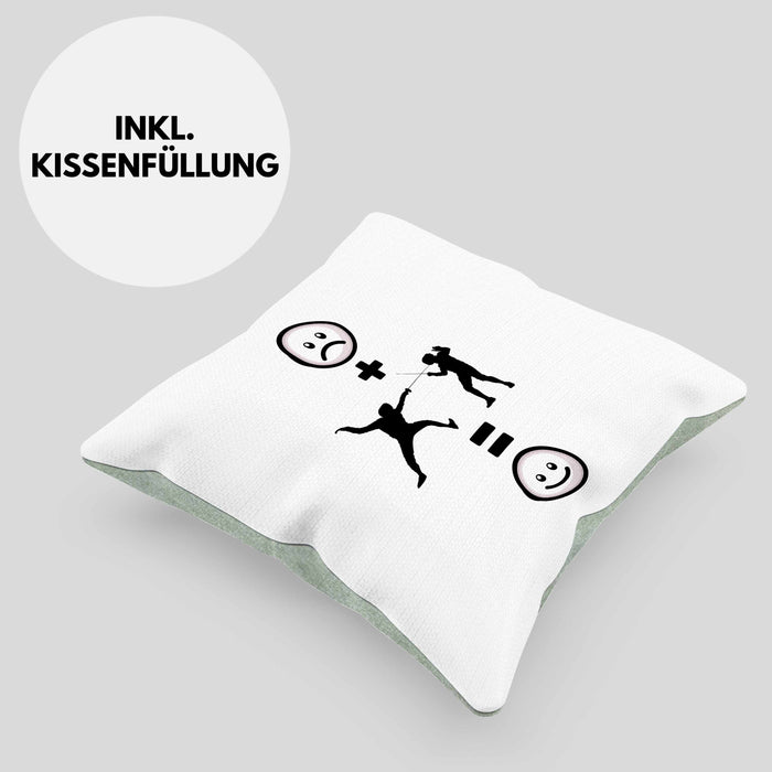 Fechten Kissen mit Füllung 40x40 Geschenk für Fechter :( + fechten = :) Lustige Geschenkidee Geburtstag (Grau) Grün Trendation
