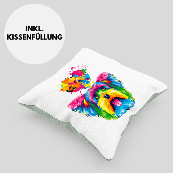 Yorkie Herz Farbe Besitzer Kissen mit Füllung 40x40 Geschenk Lustiger Spruch Geschenkidee Yorkie Liebhaber (Grau) Grün Trendation