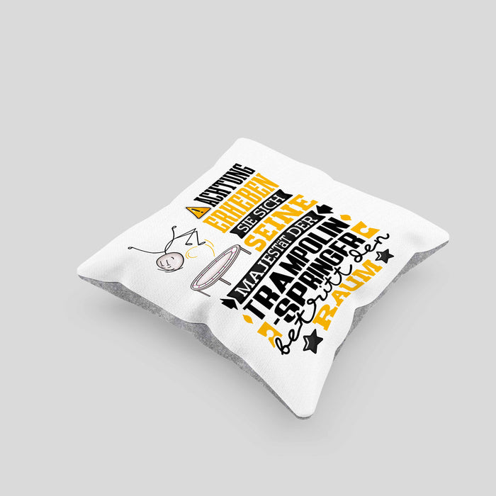 Trampolinspringer Geschenk Kissen mit Füllung 40x40 Lustiger Spruch Erheben Sie Sich Der Trampolinspringer Betritt den Raum (Grau) Grau Trendation