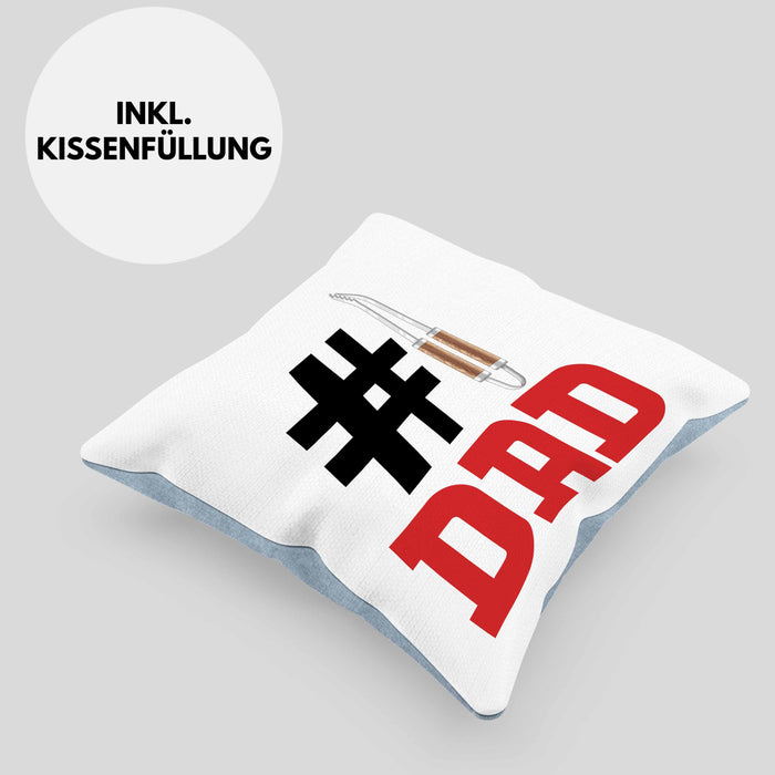 Grillen Nummer 1 Dad Vater Kissen mit Füllung 40x40 Geschenk Grillmeister Papa Geschenkidee Bester Papa Der Welt Vatertag Lustige Geschenkidee (Grau) Blau Trendation