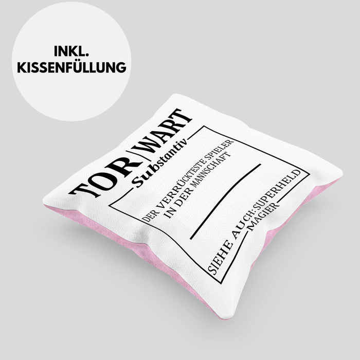 Lustige Torwart Kissen mit Füllung 40x40 Geschenk Torwartin Geschenk (Grau) Rosa Trendation