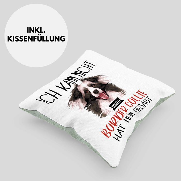 Border Collies Besitzer Kissen mit Füllung 40x40 Geschenk Lustiger Spruch Geschenkidee Ich Kann Nicht Mein Border Collies Hat Nein Gesagt (Grau) Grün Trendation