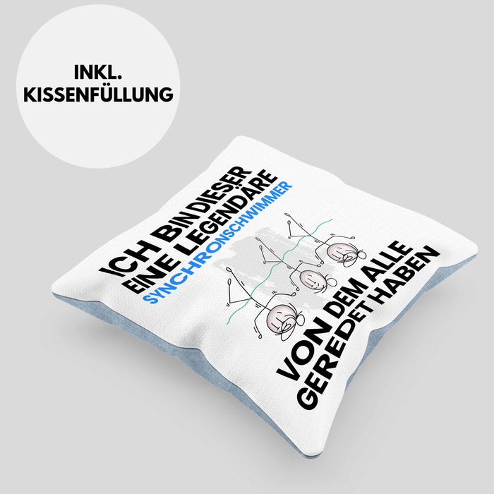 Synchronschwimmer Geschenk Kissen mit Füllung 40x40 Lustige Geschenkidee Geburtstag für Synchronschwimmer Ich Bin Dieser Legendäre Synchronschwimmer Von Dem Alle Geredet Haben (Grau) Blau Trendation